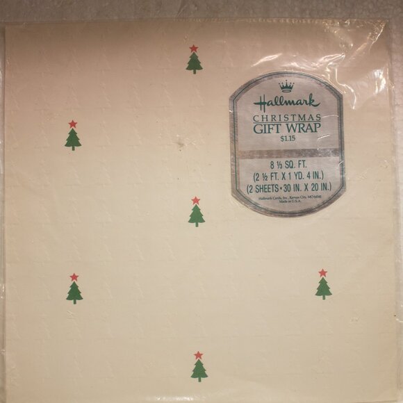 Vintage Hallmark Christmas Gift Wrap 2 Sheets 30x20 Inches New in Package - Picture 1 of 2